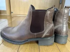 ブラウン サイドゴア ショートブーツ