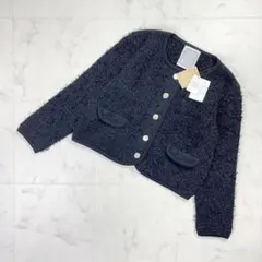 新品 BEARDSLEY カーディガン ニットチュール 黒 サイズF*ND130