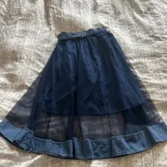 ネイビー シースルー デニムスカート
