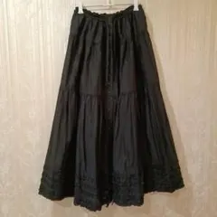 ピンクハウス　前開きロングスカート　黒