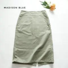 ✨ MADISON BLUE バックサテンタイトロングスカート カーキ 綿のサムネイル