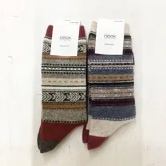 新品　未使用 rasox ラソックス ジャガードウール ソックス 2点　Ｌ