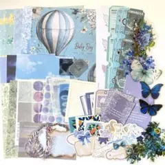 コラージュ素材 フレークシール 素材紙 まとめ売り ブルー パープル BL-5