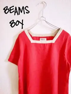 D221618 BEAMS BOY リネンスクエアネック配色ショートスリーブのサムネイル