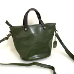 未使用】ARCOLO 姫路レザー ショルダーバッグ 刺繍 グリーン 廃番 