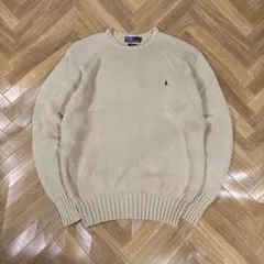 90s-00s ポロバイラルフローレン コットンニット ベージュ セーター L