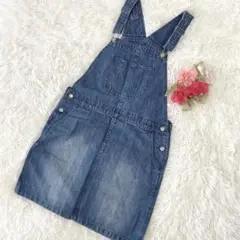 デニムサロペットスカート/綿100/LLサイズ/楽ちん/ナチュラル可愛い