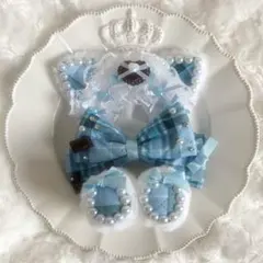 ♡（プロフ必読）様　ぬい服　ぬい　ヘッドドレス パフェ 10cm ハンドメイド 綺様専用 ぬい服 ぬい ヘッドドレス パフェ いちご 10cm 紫
