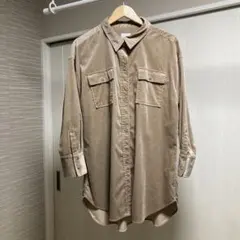 美品　グリーンレーベルリラクシング　コーデュロイ　ベージュ　シャツ　羽織