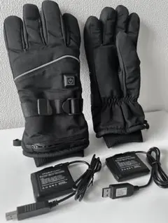 ★新品未使用★バッテリー付電熱機能付バイク冬用グローブ USB充電 指先まで加熱