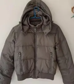 グレー フード付き クロップドダウンジャケット