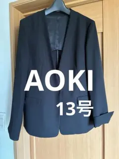 AOKI×Oggiコラボ ダブルクロスノーカラージャケット　黒 13号 XLのサムネイル