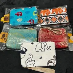 アジアン雑貨 象柄　新品、未使用　小物・小銭入れ ポーチ☆④