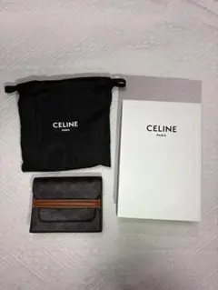 美品】CELINEセリーヌ 三連クラッチバッグ/黒レザー/フィービー 