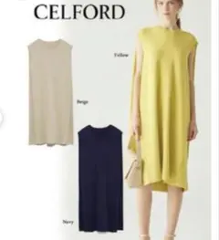CELFORD ノースリーブワンピース ネイビー　ケープ風のサムネイル