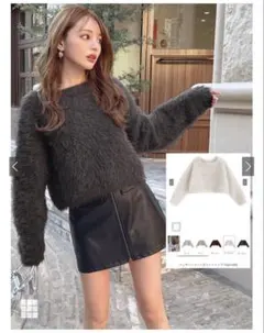 grl フェザーショート丈ニットトップス　an1445