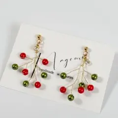 【再販】ゆれる小枝のオーナメントツリーピアス