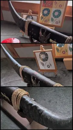 美品/超特大120cm】水牛の角 バッファローホーン オブジェ 彫刻 骨董品