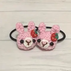 ミニうさぎのヘアゴム ピンク