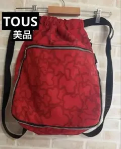TOUS リュック　ナイロン　レッド　赤　チャックのサムネイル