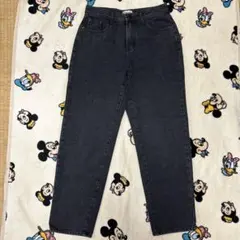 3/4 three quarterデニムパンツ ブラック系M ストレートジーンズ