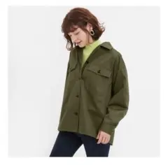 GU オーバーサイズシャツジャケット オリーブ カーキ ジャケット 男女兼用
