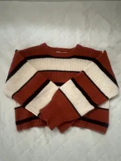 配色 ストライプ ニット セーター リブ編み 韓国風 FREEサイズ