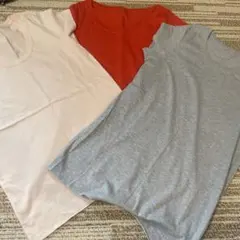 新品未使用　フレンチスリーブ半袖Tシャツ 3枚セット ピンク 赤 ブルーグレー