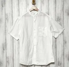 UNIQLO ユニクロ (S)　リネンコットンスタンドカラーシャツ