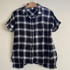 OLD NAVY 半袖シャツ XXS 黒・白チェック