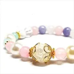 〜恋愛成就〜結婚運天然石ローズクォーツ×クラック水晶× パール