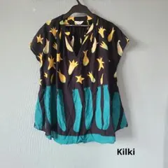 kilki ズッキーニ柄半袖ブラウス ブラックのサムネイル