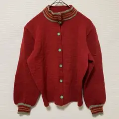 ニット カーディガン 赤 レッド ヴィンテージ レトロ キッズ 子供服 120