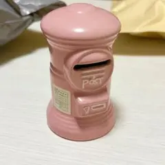 郵便ポスト型貯金箱 ピンク 陶器製