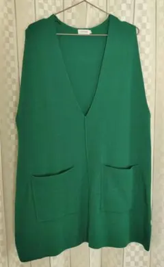 ベスト　ロングベスト　グリーン　レプシィム　ゆったり