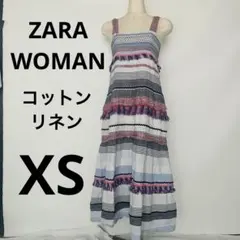 ZARA ウーマン　ザラ　マルチカラー ティアード　フリンジ ロングワンピースのサムネイル