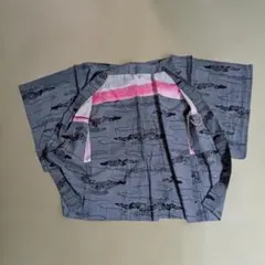 【昭和レトロ】子供用 羽織 一つ身 グレー 雲取り柄 七五三 リメイク素材