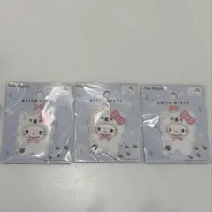 ハローキティ パイルワッペン 3個セット　シールとしても使えます