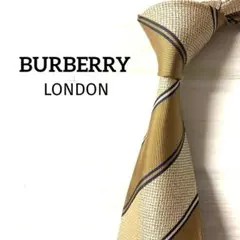 バーバリー　BURBERRY ネクタイ　ストライプ　ゴールドベージュ　ホースロゴのサムネイル