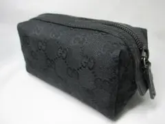 美品 GUCCI グッチ ポーチ 小物入れ コスメポーチ ブラック GG柄 黒