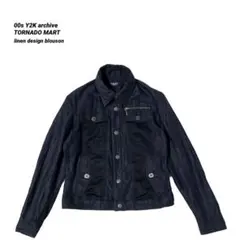 00s archive TORNADO MART リネン混 デザインブルゾンのサムネイル