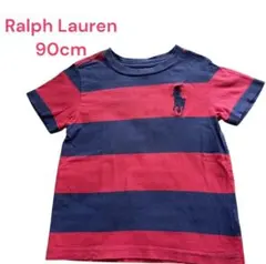 【最終値下げ】Ralph Lauren 赤・紺ストライプ Tシャツ 90cm