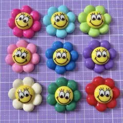デカパ 大きめ デコパーツ ニコちゃん フラワー