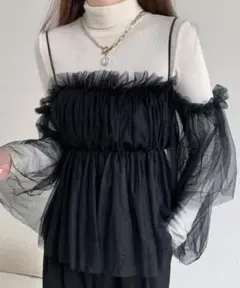 LADY LIKE チュールオフショルトップス