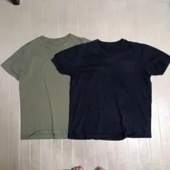 UNIQLO クルーネック Tシャツ 2点セット カーキ ブラック　Lサイズ