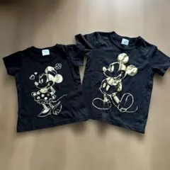 ミッキー ミニー ゴールドプリント Tシャツ 2枚セット　90 110