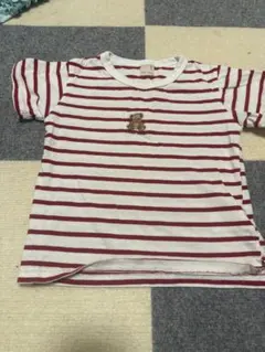 プティマイン くま　ボーダー　赤　Tシャツ