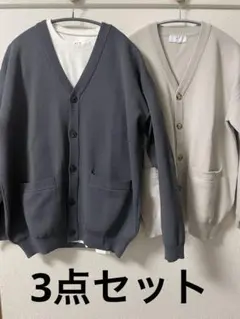 417EDIFICE グレーとライトグレーのカーディガン、ロンT 3点セット