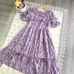 axes femme kawaii 　美品　花柄　リボン　ローズ　ワンピース