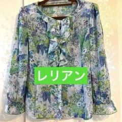 レリアン　花柄フリルシフォンブラウス 長袖のサムネイル